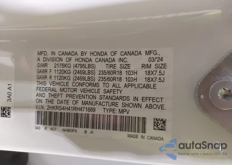 2024 Honda Cr-V Ex Awd from USA, damaged, VIN 2HKRS4H41RH471669